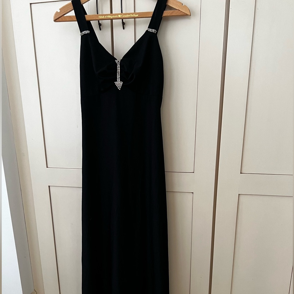Alfred Werber vintage 60’s 70’s black gown with Rhinestones, small